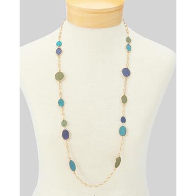 Appleseeds Women's Long Mixed-Stone Necklace - Metallic - O/S