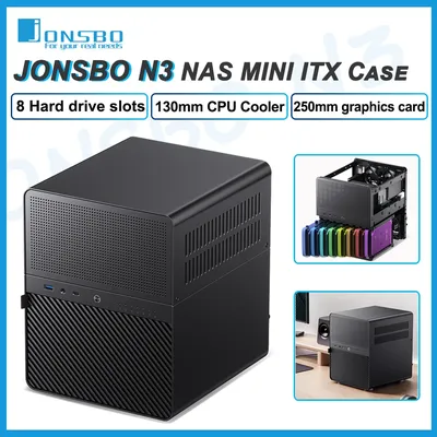 JONSBO-Mini boîtier NAS N3 châssis ITX tout-en-un en aluminium 8 emplacements de disque dur prise