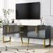 Modern TV Stand for TVs up to 65 Inches, Storage Cabinet with Drawers and Cabinets, TV Console Table with Metal Legs and Handles