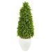 41" Eucalyptus Cone Topiary Artificial Tree in White Planter (Indoor/Outdoor)