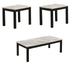 3 Piece Coffee Table and End Table Set, Faux Marble Surface, Black Legs