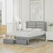 Full Size Platform Bed w/2 Storage Drawers, Wooden Bed Frame w/Rustic Headboard, Wood Slat Great Support, Space Saving, Grey