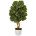 50" Fiddle Leaf Fig Artificial Tree in White Tin Planter