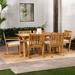 Walker Edison Modern 7-Piece Solid Wood Outdoor Dining Set Natural