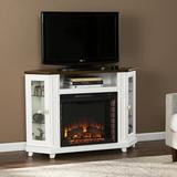 SEI Furniture Austindale Electric Fireplace With Media Storage 32 H x 47-1/4 W x 15 D Light Brown/Gold