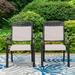 Summit Living 2 Pieces Outdoor Premium Cast Aluminum Dining Chairs Stackable Patio Chairs Black&Beige