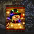 Lighted Christmas Garden Flag LED Merry Christmas Snowman Flag Lighted Winter Garden Flag Vertical Double Sided Christmas Flag for Outdoor Yard Garden Lawn Decoration(12x18 Inch)