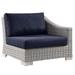 Sofa Corner Chair Rattan Wicker Light Grey Gray Blue Navy Modern Contemporary Urban Design Outdoor Patio Balcony Cafe Bistro Garden Furniture Hotel Hospitality