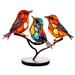 Stained Metal Birds On Branch Desktop Ornaments Multicolor Hummingbird Craft Statue Ornaments Multi Style Birds Gift for Housewarming Birthday