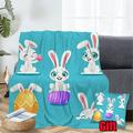 Easter Decor Throws Blanket With Pillow Cover Bed Sofa Living Room Super Soft Flannel Fleece Throws Bedding Easter Bunny Throws Blanket For Kids and Adults
