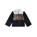 Sunisery Girls Fleece Jacket Long Sleeve Stand Collar Zip-up Leopard Print Winter Jacket Clothes