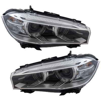 2015 BMW X6 Driver and Passenger Side Headlights, without Bulbs, Xenon, For Models with Adaptive Frontlighting Systems (AFS)