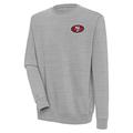 Men's Antigua Heather Gray San Francisco 49ers Victory Pullover Sweatshirt