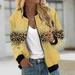 Clearance Bomber Jacketï¼ŒZip Up Jacket for Women Lightweight Windproof Bomber Jackets Fashion Leopard Patchwork Baseball Coat Boyfriend Loose Fit Outerwear