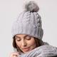 Ladies Maine Original Pom Pom Hat - Light Grey