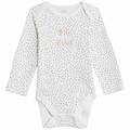 M & S White and Grey Cotton BD Big Hugs Bodysuit, 0-3 Months