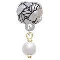 6mm Glass Imitation Pearl Gold Tone Bead Drop - Woven Rope Charm Bead