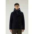 Woolrich Men 2-in-1 Peacoat in Recycled Italian Wool Blend Blue Size L