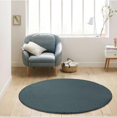 Teppich MY HOME "Kurzflor-Webteppich GRANADA 4800, uni Soft Touch", blau (dunkelblau), H:20mm Ø:200cm, Polypropylen, Teppiche, leichter Glanz, auch in rund, Wohnzimmer, Schlafzimmer, Kinderzimmer Image