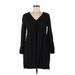 Old Navy Casual Dress - Shift V Neck Long sleeves: Black Print Dresses - Women's Size Medium