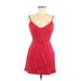 Polly Cocktail Dress - Party Plunge Sleeveless: Red Print Dresses - Women's Size 6