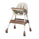 Multifunctional Baby High Chair, Toddler Dining Chair, Adjustable Height, Wide Seat, with 4 Quiet Wheels for, Brown