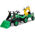 GYMAX Kids Ride On Excavator, 3 in 1 Children Pedal Tractor with Detachable Trailer, Adjustable Digging & Shovel Bucket and Horn, Toddlers Pedal Car for 3-6 Years Old Boys Girls (Green)