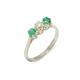 LBG 9ct White Gold Cultured Pearl & Emerald Womens Anniversary Ring - Size S 1/2