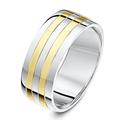 Theia Two Tone 9ct Yellow Gold and Sterling Silver Multi Stripe 8mm Wedding Ring - Size X