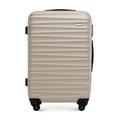 WITTCHEN Travel Suitcase Carry-On Cabin Luggage Hardshell Made of ABS with 4 Spinner Wheels Combination Lock Telescopic Handle Groove Line Size Medium Suitcase Beige