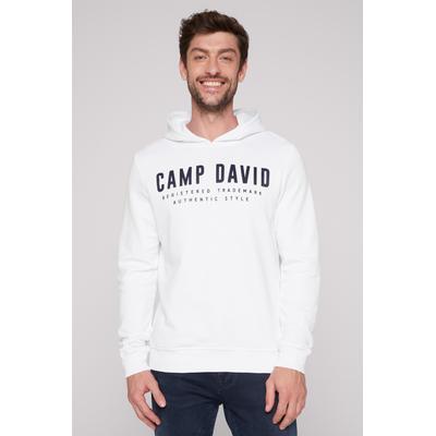 Kapuzensweatshirt CAMP DAVID, Herren, Gr. L, weiß, Material: 100% Baumwolle, bedruckt, casual, lässig geschnitten, Rundhals, Langarm eingesetzt Rippbündchen, Sweatshirts, aus Baumwolle Image