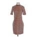 T by Alexander Wang Casual Dress - Sheath Mock Short sleeves: Orange Stripes Dresses - Women's Size Small