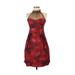 Maggy London Cocktail Dress - Party High Neck Sleeveless: Red Floral Dresses - Women's Size 4