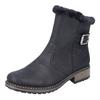 Winterstiefelette RIEKER, Damen, Gr. 42, schwarz, Lederimitat, Textil, klassisch, Schuhe, mit Zierschnalle am Schaft