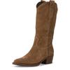 Westernstiefel TAMARIS, Damen, Gr. 39, Normalschaft, braun, Veloursleder, unifarben, modisch, Schuhe, Blockabsatz, Cowboystiefel in spitzer Form