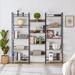 17 Stories Aona Industrial Retro Metal Storage Rack Wooden Shelves Open Bookshelf Wood/Steel in Gray/Black | 70.1 H x 69.3 W x 11.8 D in | Wayfair