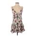 Beach Riot Casual Dress - Mini Plunge Sleeveless: Pink Floral Dresses - Women's Size Small