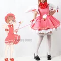 Anime Cardcaptor Sakura KinomPain Sakura Clow Magicien Cosplay Costume Perruque Rose Blanc Skip