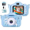 Kinder Kamera mit weicher Cartoon Silikonhülle,Kinder ab 4 5 6 7 8 Jahre mit 32GB SD-Karte 2,0 Zoll Bildschirm 1080P HD 20MP KinderKamera für Jungen und Mädchen als Spielzeug Geschenke(Blau)