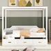 Twin Size Canopy Daybed Wooden Platform Bedframe with Drawers for Kids