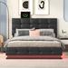 Black Nordic Creative Full Size Platform Bed with LED Lights & USB Charger