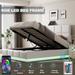 White Modern Full Size Platform Bed with LED Lights & USB Charger