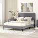 Gray Classic Full Size Comfy Velvet House Bed, Upholstered Platform Bed
