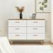 Modern 6-Drawer Dresser Cabinet, Beech Handles and Feet, Spacious Storage, Ideal for Living Room, Bedroom, or Dining Room