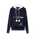 Olyvenn Clearance Womens Sweatshirts Fashion Hooded Neck Womens Suit Drawstring Hoodies with Big Pet Pockets Casual Set Long Sleeve Jackets Dog Paw Print Slim Fit Business Navy 8