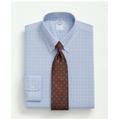 Brooks Brothers Men's Stretch Supima Cotton Non-Iron Poplin Polo Button Down Collar, Ground Windowpane Dress Shirt | Light Blue | Size 15 34