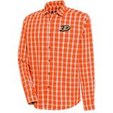 Men's Antigua Orange Anaheim Ducks Carry Tri-Blend Button-Down Long Sleeve Shirt