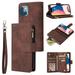 Wallet Case Compatible with iPhone 15 Plus (6.7 inch) Premium PU Leather Zipper Flip Wallet with Wrist Strap Magnetic Closure Built-in Kickstand Protective Case for iPhone 15 Plus Coffee