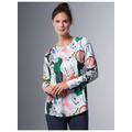 Schlafanzug TRIGEMA "TRIGEMA Oberteil Langarm mit abstraktem Print" Gr. XXL, weiß Damen Homewear-Sets Pyjamas