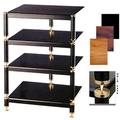 VTI Manufacturing 3 Gold Capspike Black Poles 4 Black Shelves AV Stand